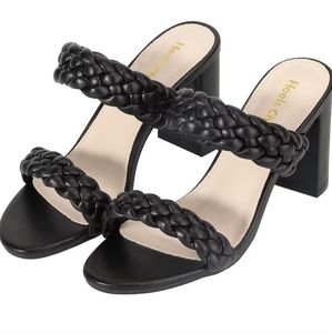 Heels Charm Women's Braided Block Heeled Sandals Size 8.5